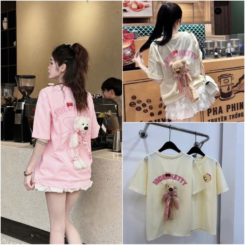 ( NVC03 ) Áo phông gấu in 2 mặt mix gấu nơ xinh rời chất cotton 2C L1 hàng bán shop AC05