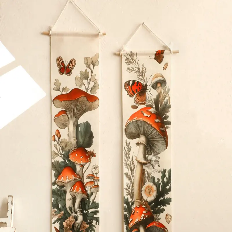 Mushroom & Flower Pattern Wall Hanging, Wall Decor for Home Living Room Bedroom, Wall Decor for Home Decor, Room Decor, Home Decor, Hangable 5