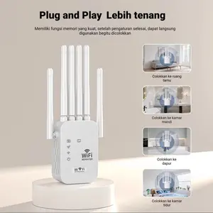 1200Mbps dual-band 2.4G, penguat sinyal WiFi penguat router, repeater, plug and play, 4 antena eksternal, sinyal penetrasi dinding kuat dan stabil