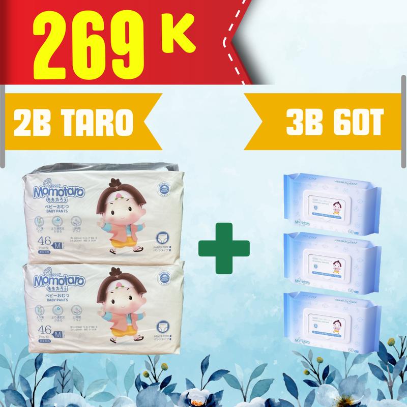 [3 KHĂN ƯỚT] 2 Bịch Bỉm Momotaro , Công Nghệ Hạt Sap Cho Bé, Mỏng, Mềm, Thoáng Mát, Thấm Hút Tốt, Đầy Đủ Size Dán S56/M48 Quần M46/L42/XL39/XXL36/3XL35 Cho Bé - Tết