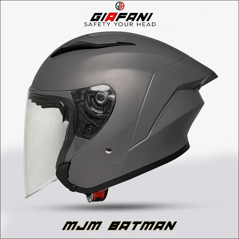 Helm Half Face | MJM Batman Hitam Dof Kaca Hitam SNI 5