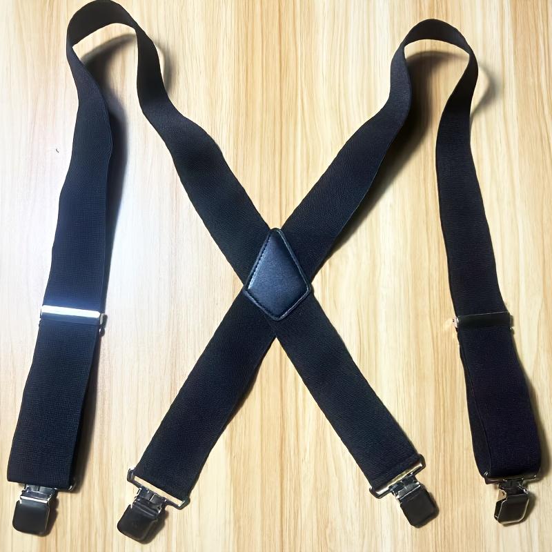 1pc Men'S Heavy Duty 2-Inch Elastic Suspenders, Adjustable X-Back with Strong Clips, High Elasticity Knitted Fabric, Double Buckle, Casual Style for Work and Jeans 2