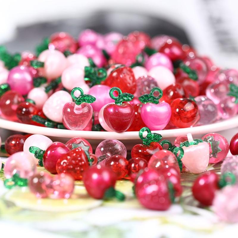 Product Introduction of Phụ Kiện Nhựa Mặt Dây Chuyền Trái Cây Ba Chiều (Dâu Tây, Anh Đào, Táo), Ngọc Trai Trong Suốt, Vật Liệu Trang Trí Móc Chìa Khóa Tự Làm 0