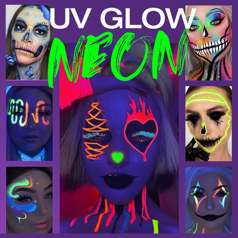 SAM SUGAR 12 Màu UV Halloween Sơn Huỳnh Quang Dán Mặt Cơ Thể Kem Trang Điểm Tiệc Sân Khấu -Xiii 2