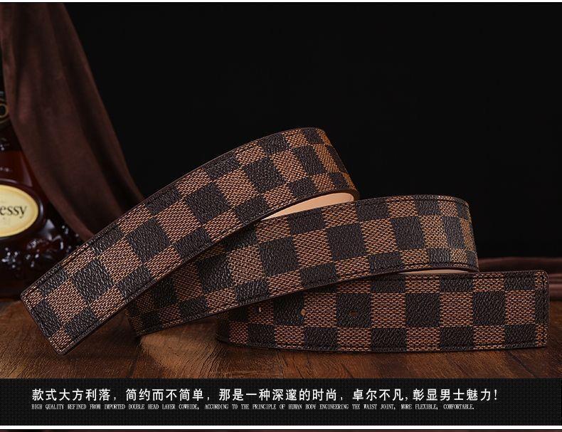 Product Introduction of New Men's Leather Belt Smooth Buckle Belt Letter H Youth Plaid Pant Belt Men's Korean Style Trendy Casual All-Matching 3