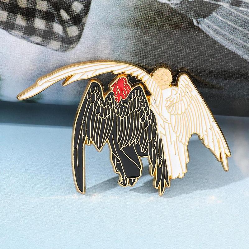 Product Introduction of Hard Metal Pin Black And White Angel Series Cartoon Couple Brooch Angel & Demon Angel Demon Badge Accessories 22