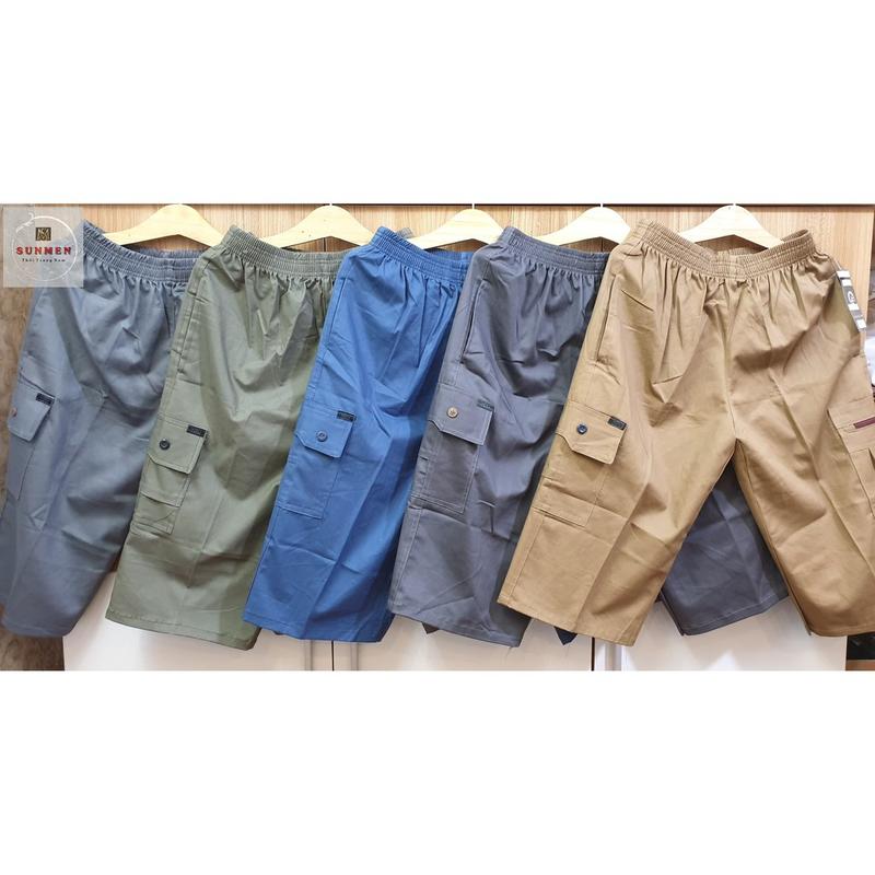 Quần Short Nam Kaki Túi Hộp Lưng Thun Co Giãn From Dài Rộng Thoải Mái Vải Mềm Mịn Trung Niên Menswear Quần Lửng quần  short