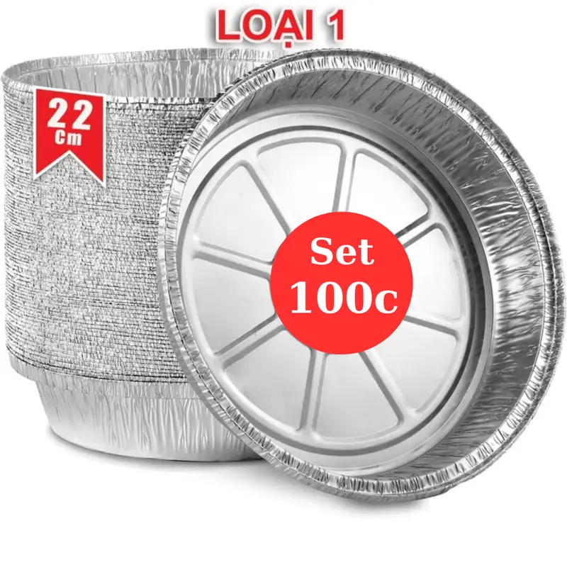 Combo 100 khay bạc size 22cm loại 1, giấy bạc lót nồi chiên không dầu 5L-20L có thể tái sử dụng 0