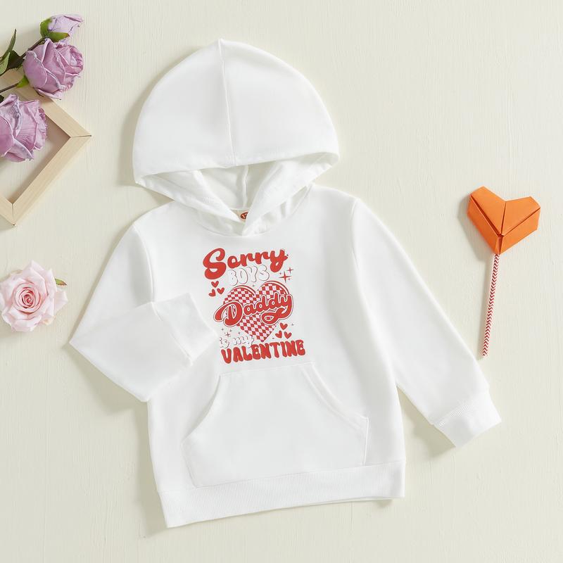 Kids Girls Hoodie, Long Sleeve Hooded Letters Heart Print Sweatshirt Pullover Clothes Valentines Day Top 3
