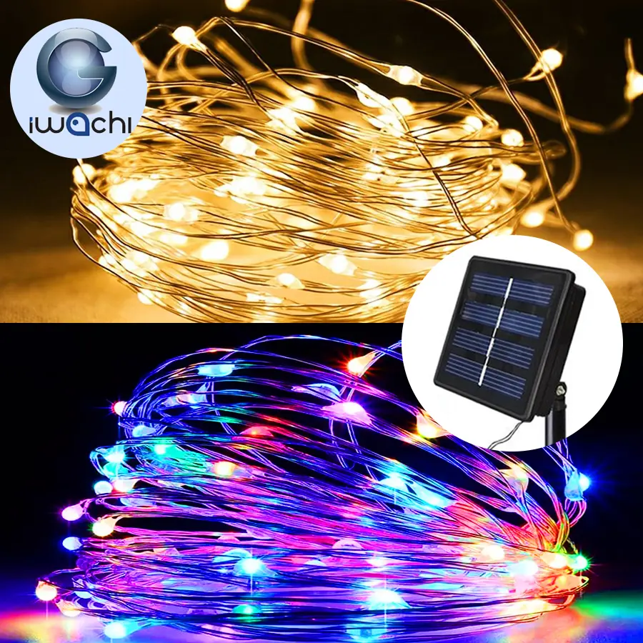 IWACHI 12M/22M Solar Outdoor String Fairy Lights Waterproof Warm and Multi-colored Garden Decoration Lights