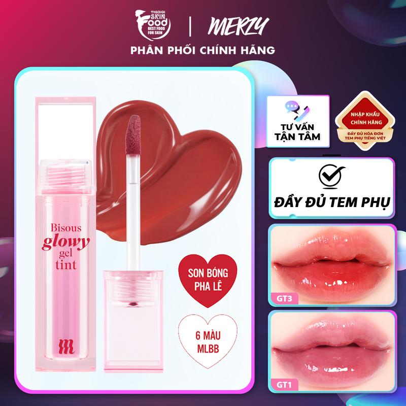 [NEW] Son Bóng Pha Lê Merzy Bisous Glowy Gel Tint 4g Cosmetic Nữ Trang Điểm Mỹ Phẩm Women