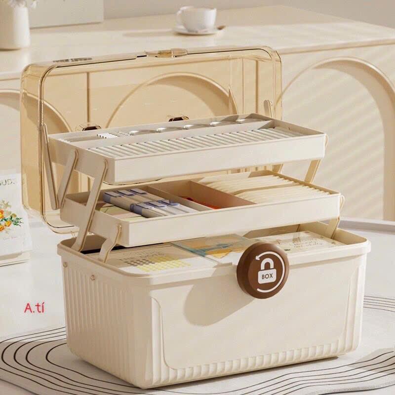 Hộp đựng thuốc. Đựng đồ trang điểm 3 tầng 5