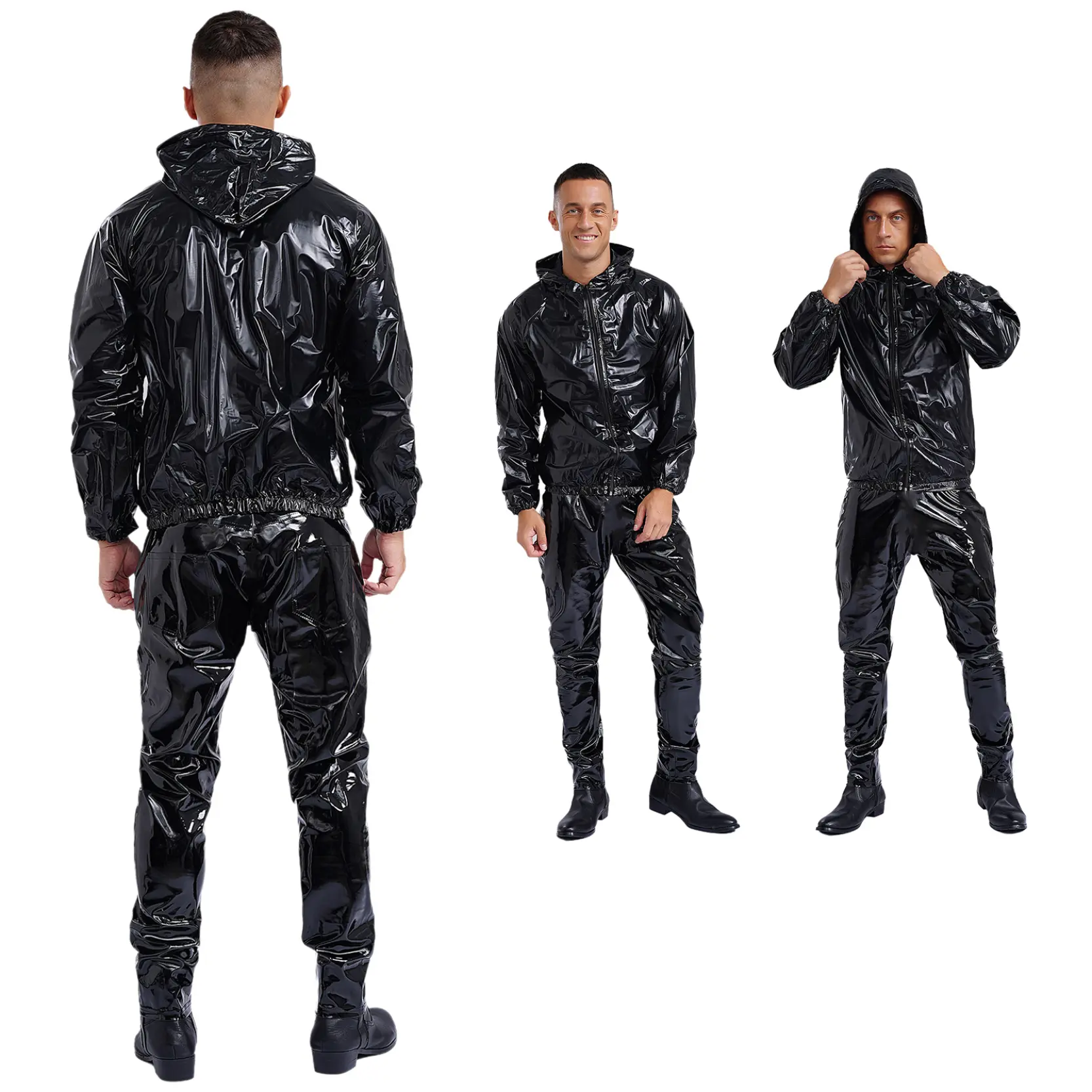 Jizyo Men's Sauna Suit Weight Loss Sweat Suit Gym Exercise Fitness Body Shaper Slimming Clothes Set
