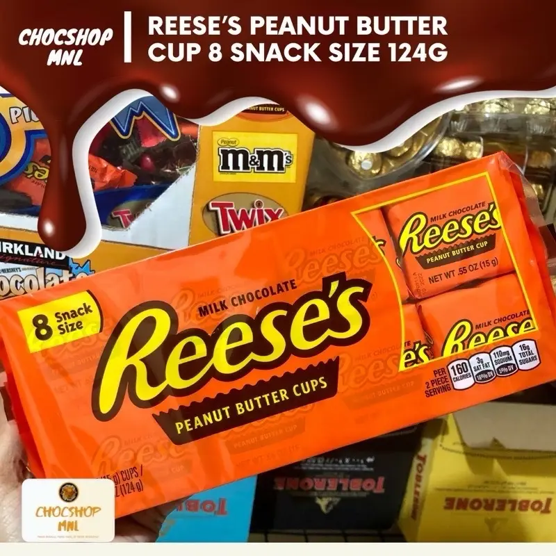 Socola Sữa Nhân Bơ Đậu Phộng Reese – Milk Chocolate & Peanut Butter Miniature 8 Cups 124g