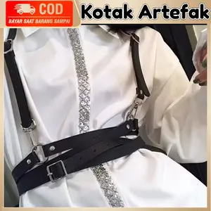 Body Belt Harness Fashion Gothic Metal Style Harajuku Korean Kpop Bodybelt Wanita Pria Aksesoris Kostum
