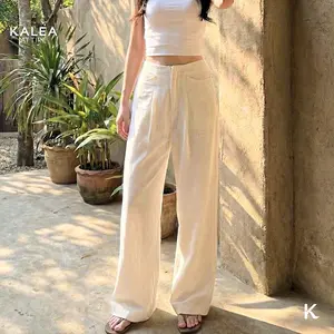 Cici Linen Pants by Kalea Attire | Celana Linen Pantai wanita Highwaist | Beach Pants Basic kulot linen