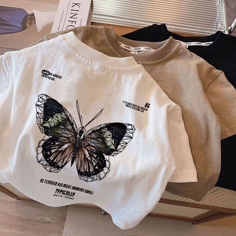 Áo Thun Thời Trang Trung Quốc Cổ Tròn Cho Trẻ Em, Hàng Mới Về Và Mỏng% Cotton, Áo Trẻ Em Nhỏ Và Trung Bình, ngắn Tay, In Hình, Thích Hợp Cho Mùa Hè 2024, Dành Cho Nam Và Nữ, Áo Trẻ Em 2