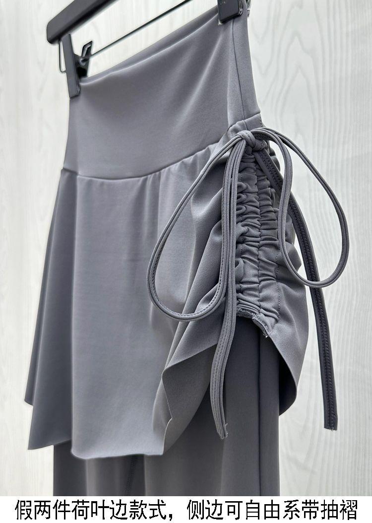 Product Introduction of 2024 Autumn and Winter New Fake Two-Piece Yoga Bell-Bottom Pants Women's Anti-Exposure High Waist Hip Lift Skinny Slimming Sports Culottes Womenswear Lingerie Comfort Basic 6