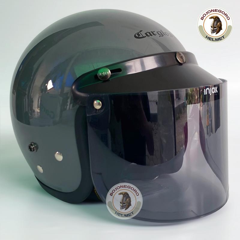 Helm Cargloss cfm DARK GRAY GLOSY Half Face Original Helmet 6