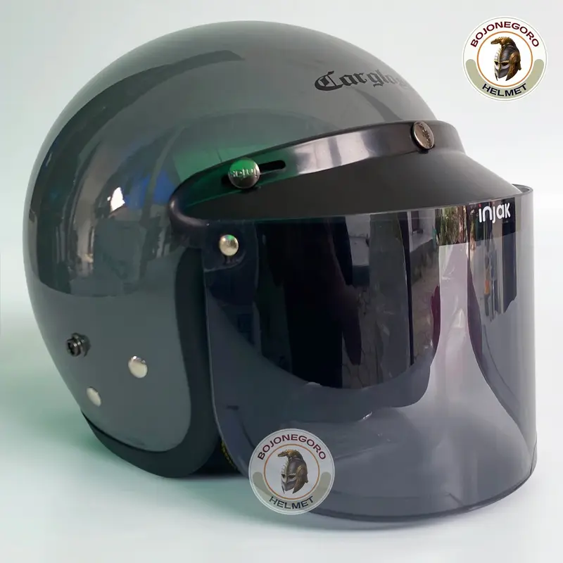 Helm Cargloss cfm DARK GRAY GLOSY Half Face Original Helmet 6