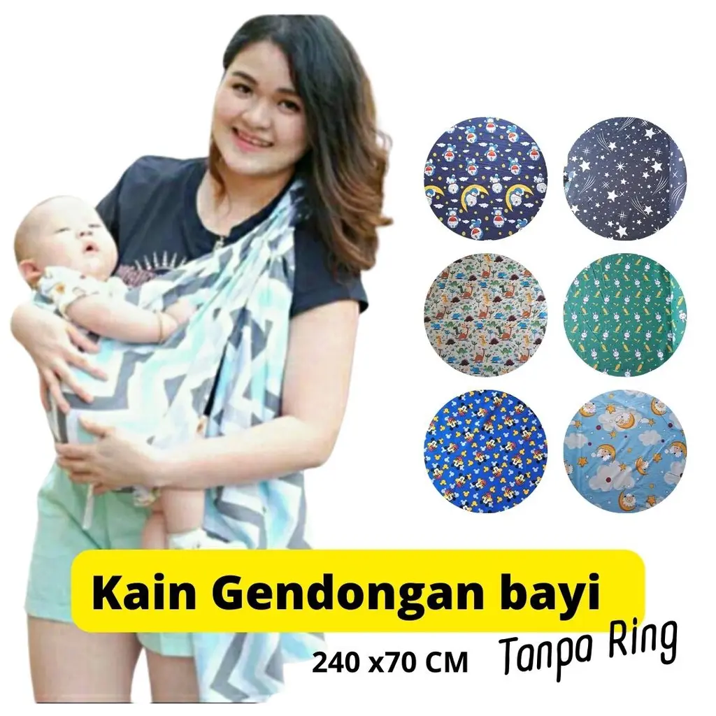 Gendongan bayi Cukin Karakter Kain Jarik Selendang Modern Ukuran 70 x 240 cm