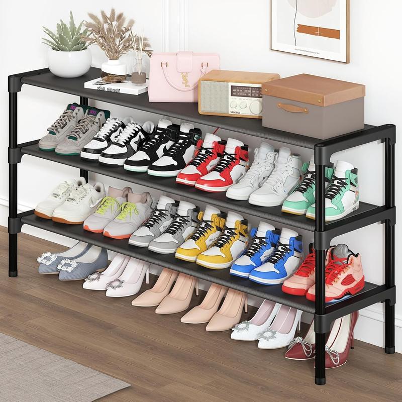 Long Shoe Rack-Shoe Organizer 3 Tier Shoe Rack for Closet Front ...