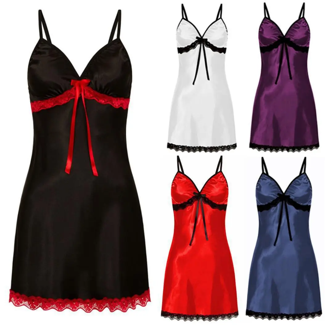 【5 Colors】Sleepwear For Women Minimalist Solid Color Lace Bow Design Thin Breathable Soft Nightdresses Women's Home Clothes