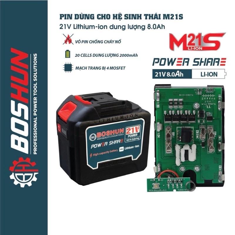 Pin BOSHUN 20 Cell - Mạch 4 Mosfet- Có đèn báo pin - Chân Pin Phổ Thông Dùng Cho Máy Khoan , Máy cắt, Máy Siết Bu Lông, Máy Rửa Xe...