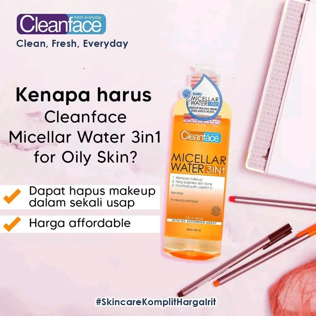 CLEANFACE Purbasari Micellar Water 3in1 for Oily Skin