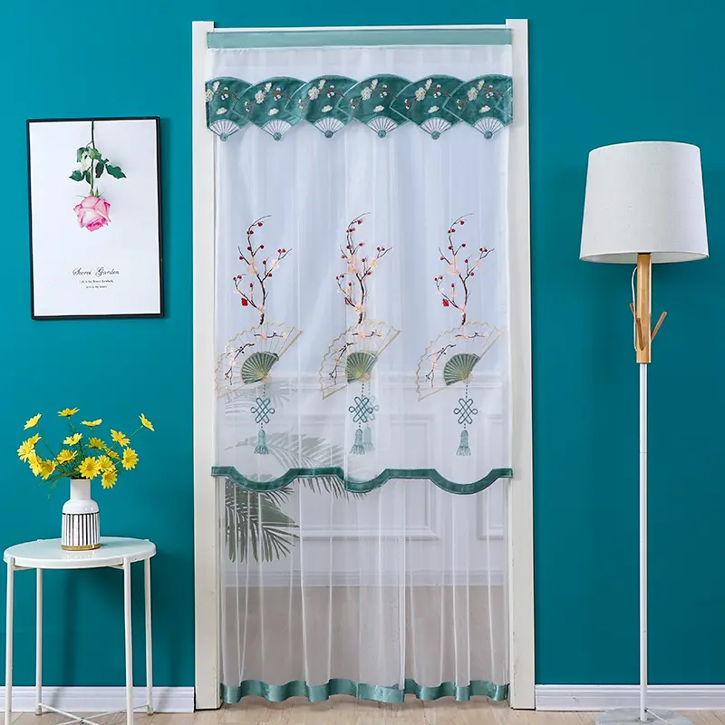 Rèm Lưới, Hai Lớp, 80 * 190 / 100 * 210cm, Thích Hợp Cho Phòng Khách Và Phòng Ngủ, Rèm Chống Muỗi, Rèm Không Cần Đục Lỗ, Rèm Ren, Rèm Cửa Ren, Thiết Kế Hình Quạt Mận, Thích Hợp Cho Phòng Ngủ Và Phòng Tắm, Rèm Thêu Mới 0