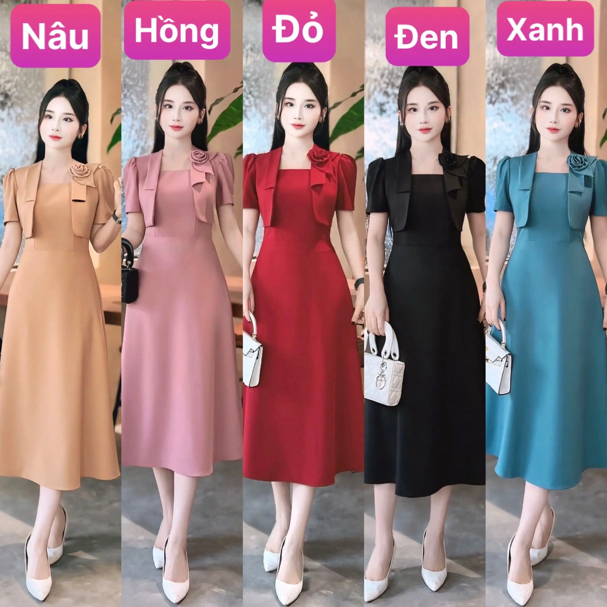 Đầm phối thiết kế vest HQ Nữ Women  Thời Trang Đầm Nữ Váy Dự Tiệc Thiết kế Đầm trung niên  Váy Thiết Kế