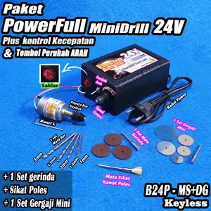 Paket Bor Mini Drill 24V POWERFULL dengan 3 Set Mata  - Paket Bor Mini Drill 24V Siap Pakai Kualitas Premium