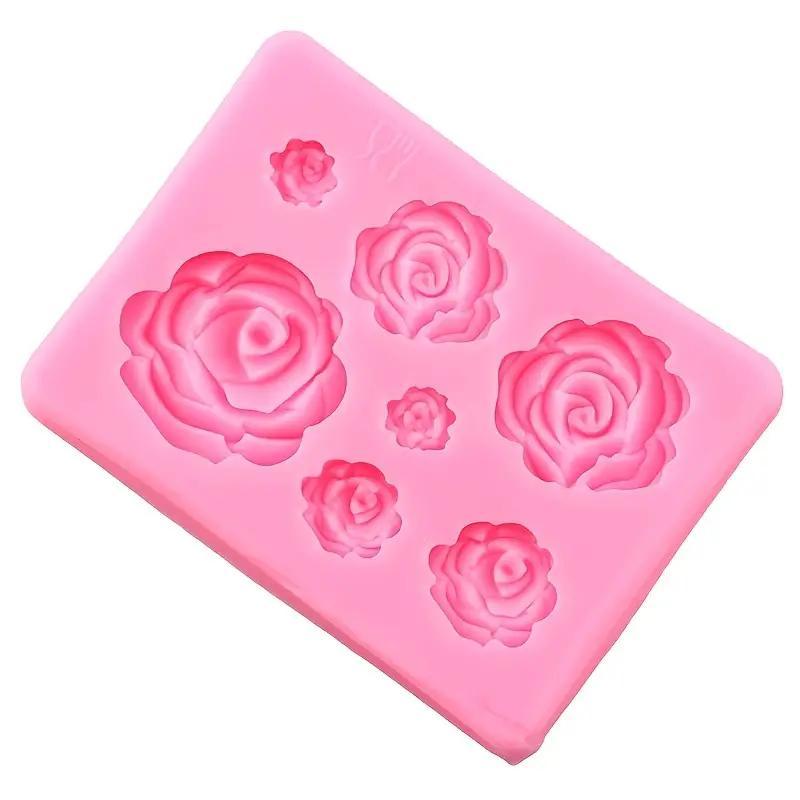 Rose Flower Shaped Silicone Mold, Non-slip Food Grade DIY Wedding Cupcake Cake Chocolate Gummy Mold, Kitchen Tool for Baking 4