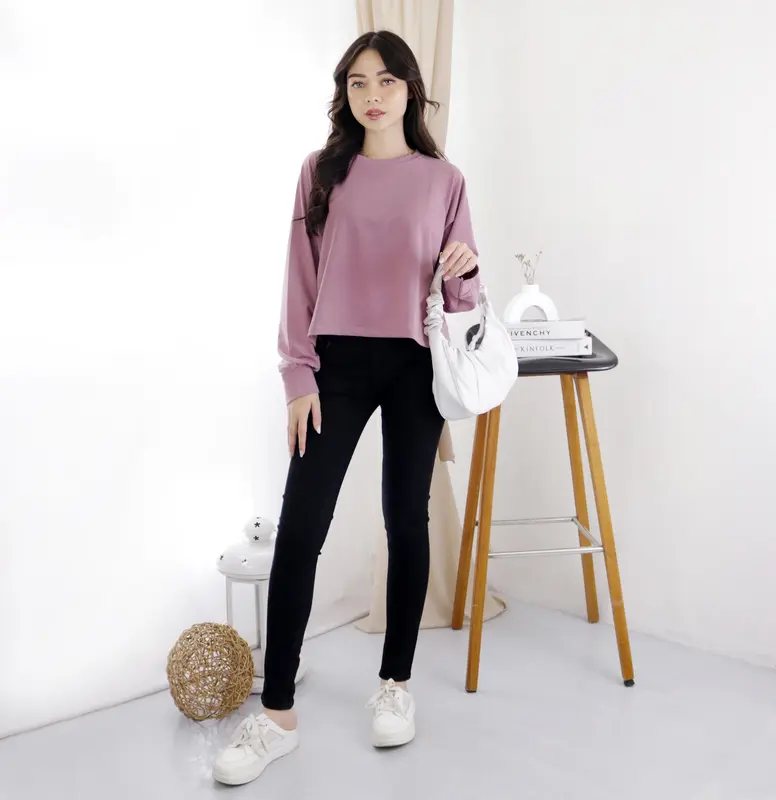 CROP TEE OVERSIZE KAOS POLOS CROP TOP LENGAN PANJANG HIJAB FRIENDLY 6