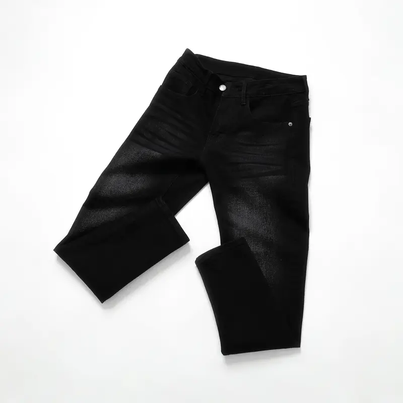 [QTV2] Quần jean nam co giãn, màu đen tuyền wash trắng thời trang, quần rin form ống slimfit_Q81 Pants Menswear Có Túi Cotton Denim 3