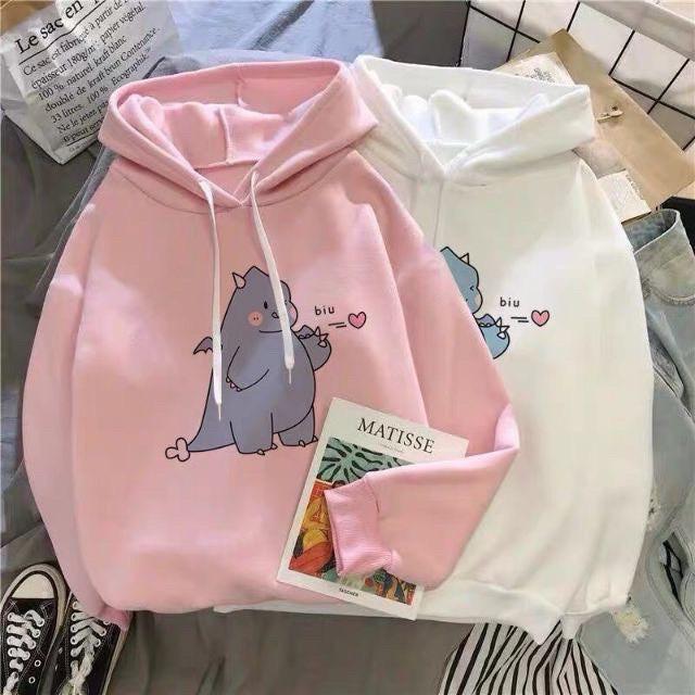 Áo khoác nỉ nam nữ unisex  FREESHIP  áo khoác hoodie nỉ khủng long nhí siêu dễ thương Menswear Nhung❤️ 5