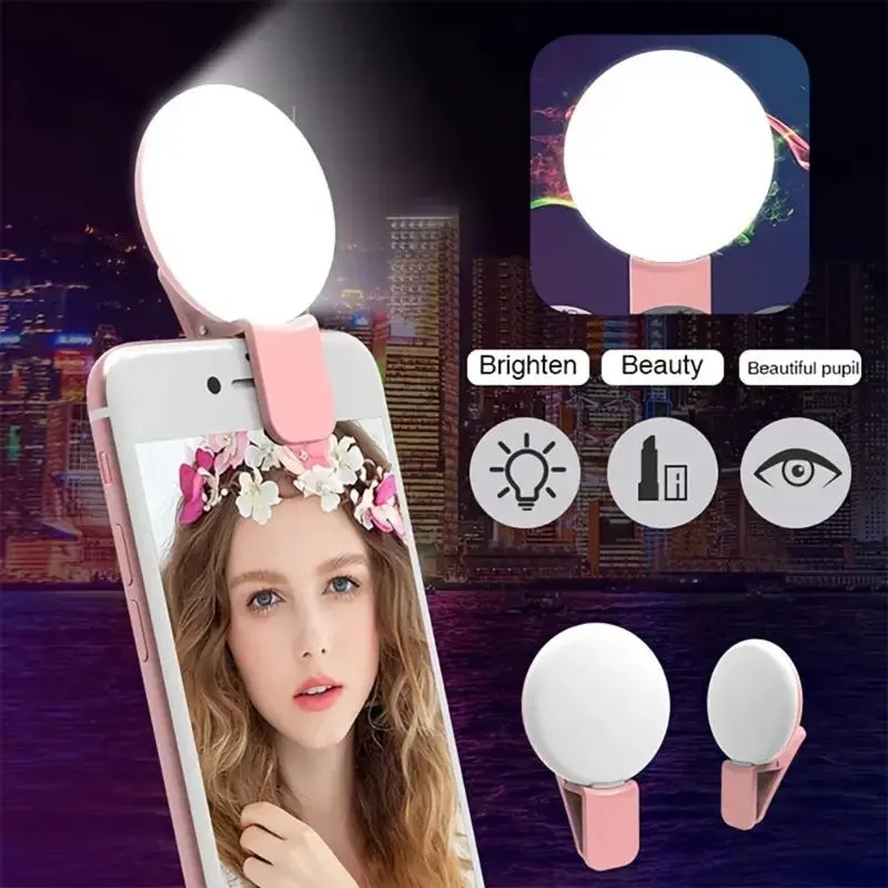 Đèn Ống Kính Lung Linh Đổ Đầy Điện Thoại Di Động Kẹp Cầm Tay Làm Mờ Ba Ngừng, Mini, Bền, 10 LED, Vòng Chụp Ảnh Phụ Kiện Làm Đẹp Selfie Kem Giá Đỡ Điện Thoại