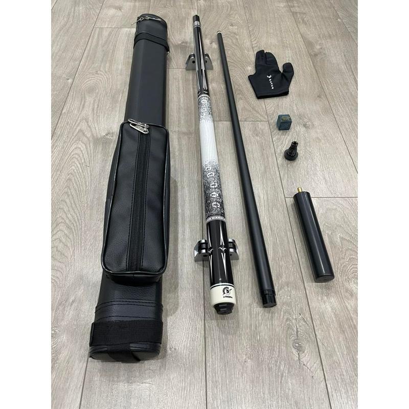 Cơ bida lỗ phủ carbon Athena Kì Đà. Gậy bida Athena phủ carbon cao cấp tặng kèm chuôi nối dài. Cơ Ruby