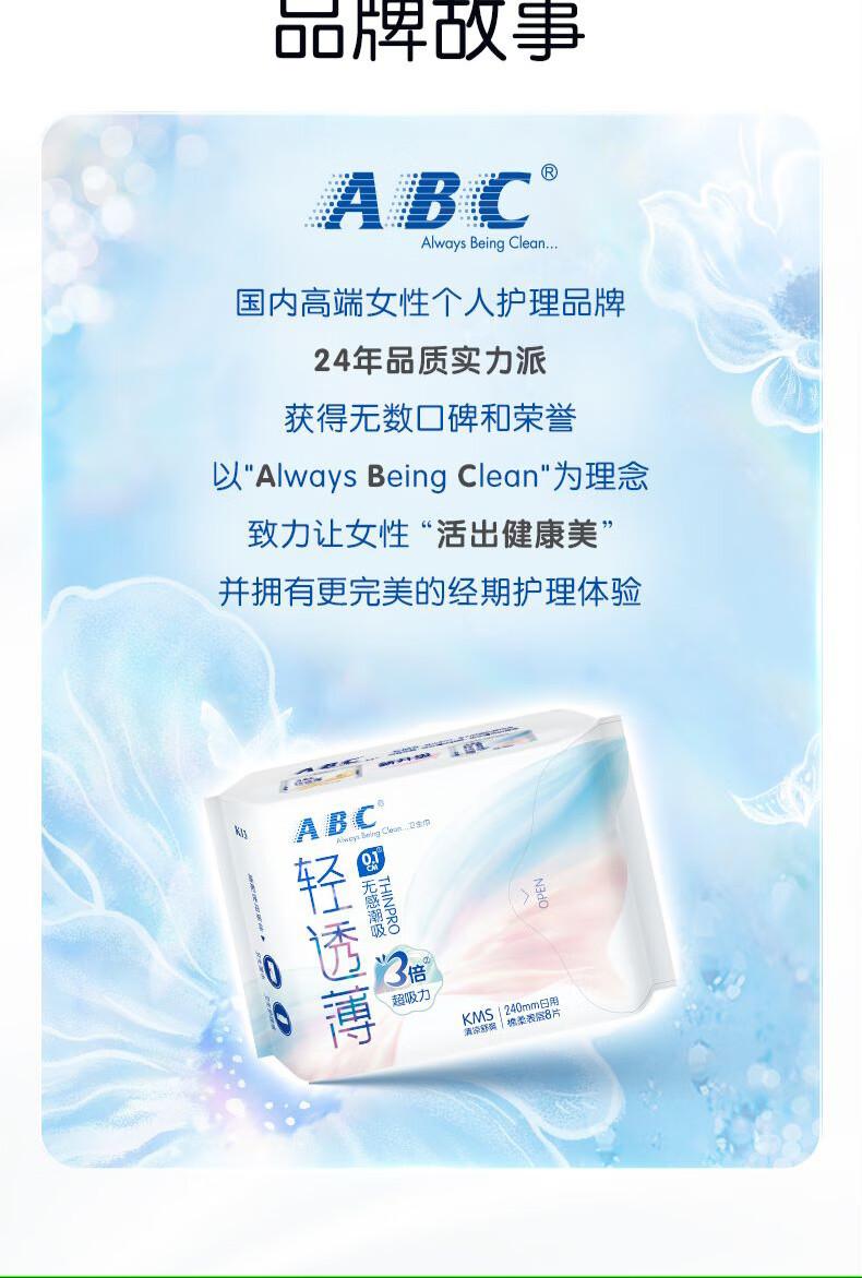 Product Introduction of ABC Mini Sanitary Pads 190mm 40 Pieces with Wings for Light Flow Day Use Ultra-thin Pads for Women Box 9