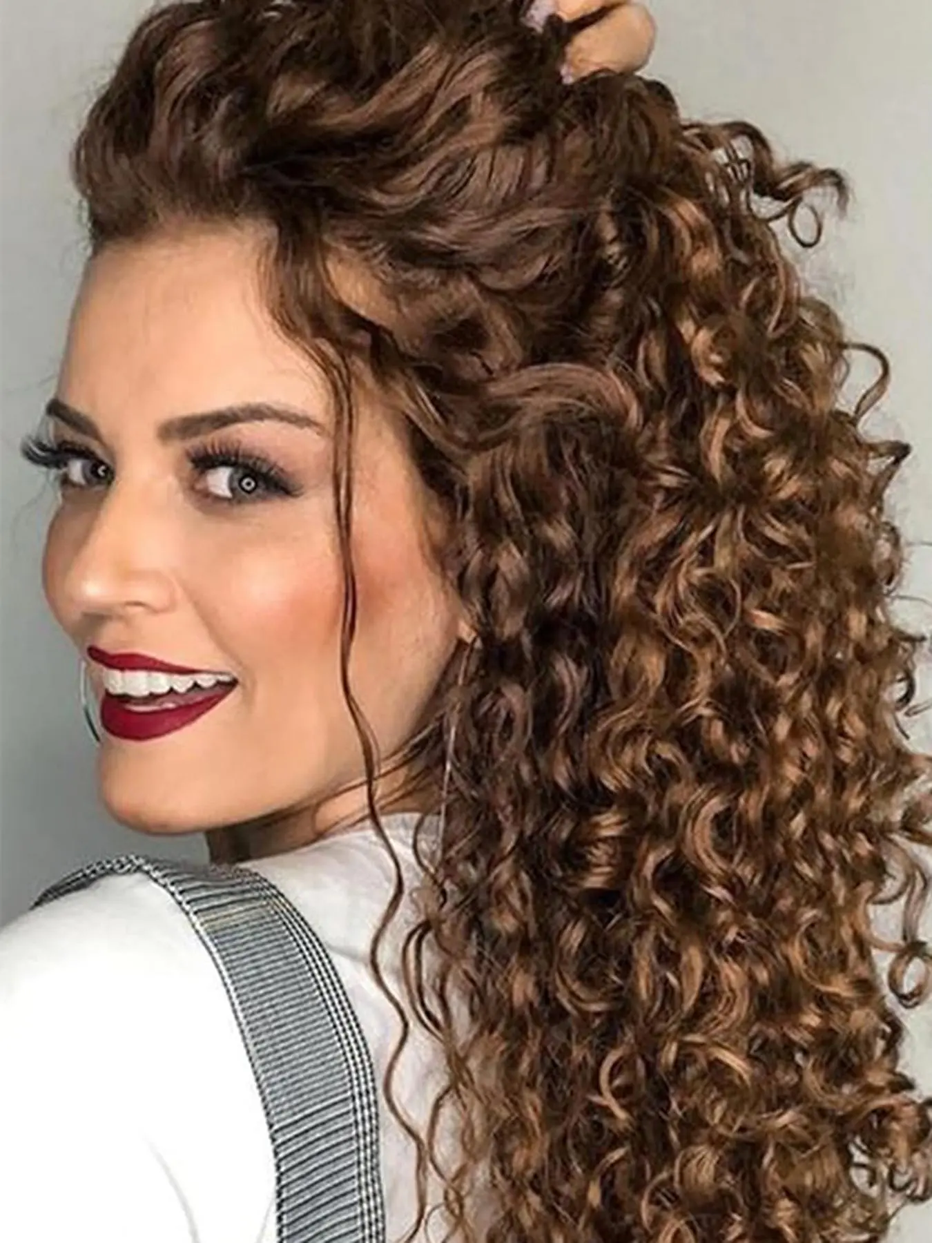18 Inch Long Curly Clip-in Hair Extension, Invisible Wire Hair Extension with 3 Secure Clips, Synthetic Hairpiece for Women