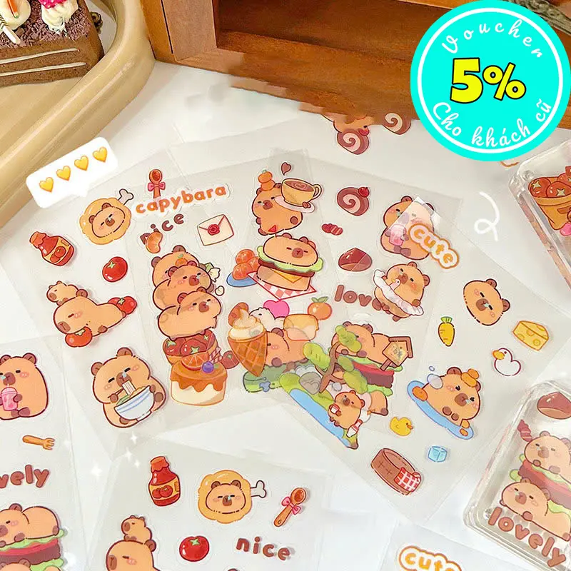 Sticker dán Capybara nhiều mẫu mới nhất 2024