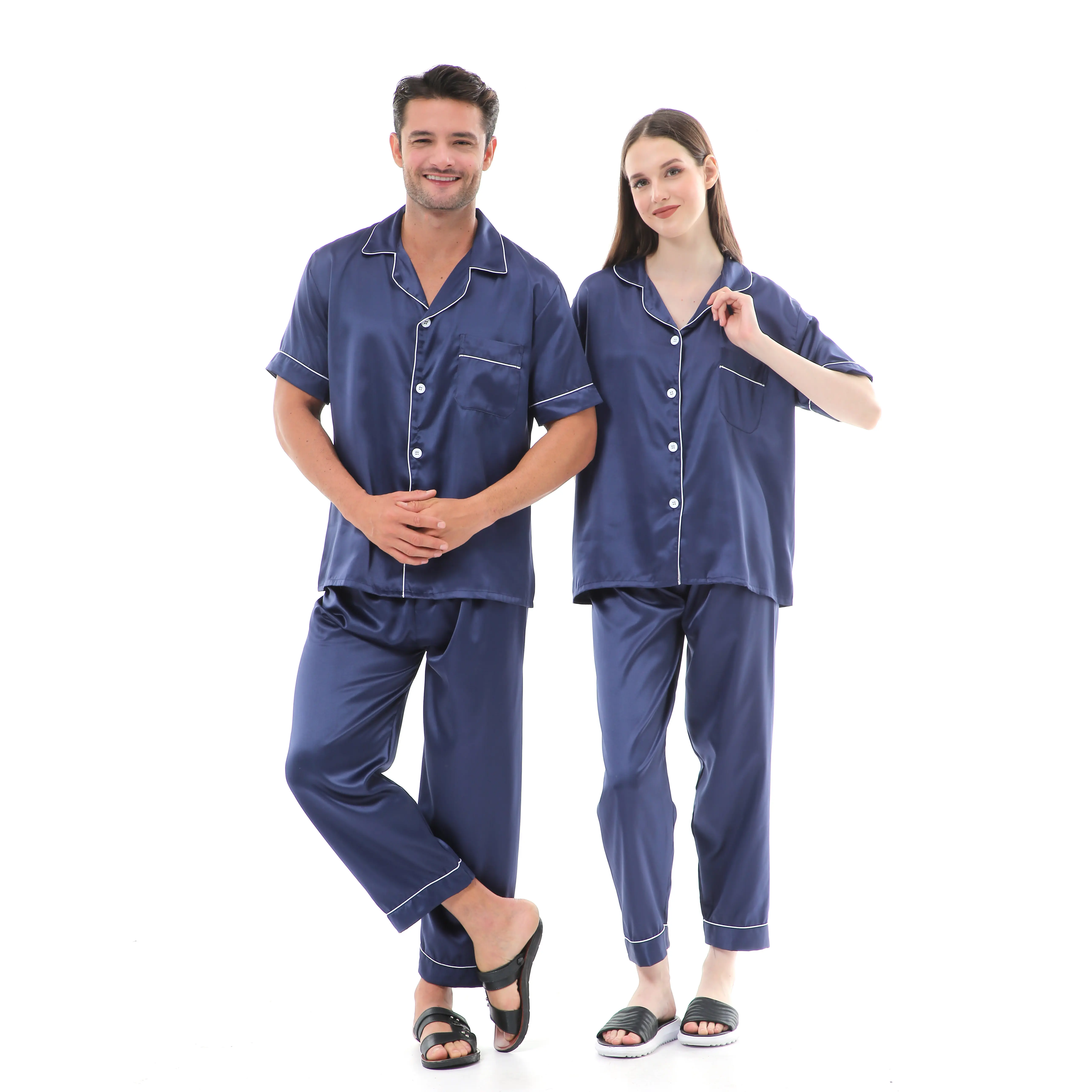 Zavyn Setelan Piyama Couple Satin Short Sleeves Lengan Pendek