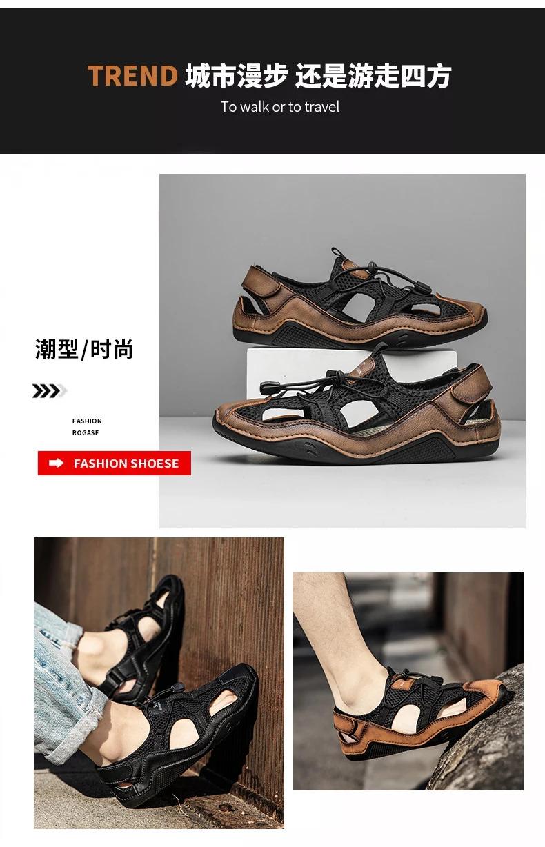 Product Introduction of Dép Nam, Da Thật, Phong Cách Thể Thao, Sử Dụng Ngoài Trời, Chống Trượt, Thoáng Khí, Nhẹ, Đế Bằng, Có Chức Năng Mát Xa, Thích Hợp Cho Mùa Lò Xo Và Mùa Hè Hoa DéP 37