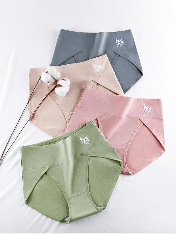 Women's Solid Color High Waist Brief, Soft Comfy Breathable Panty for Daily Wear, Women's Underwear for All Seasons 3