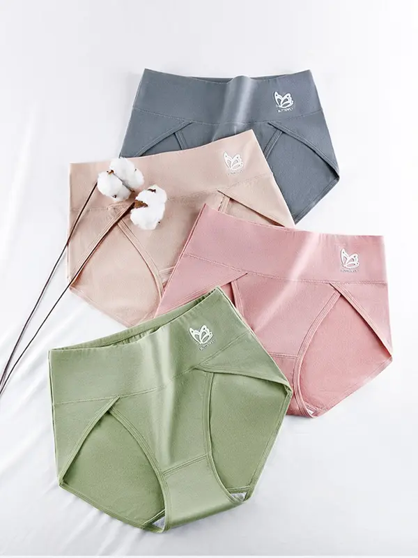 Women's Solid Color High Waist Brief, Soft Comfy Breathable Panty for Daily Wear, Women's Underwear for All Seasons 3
