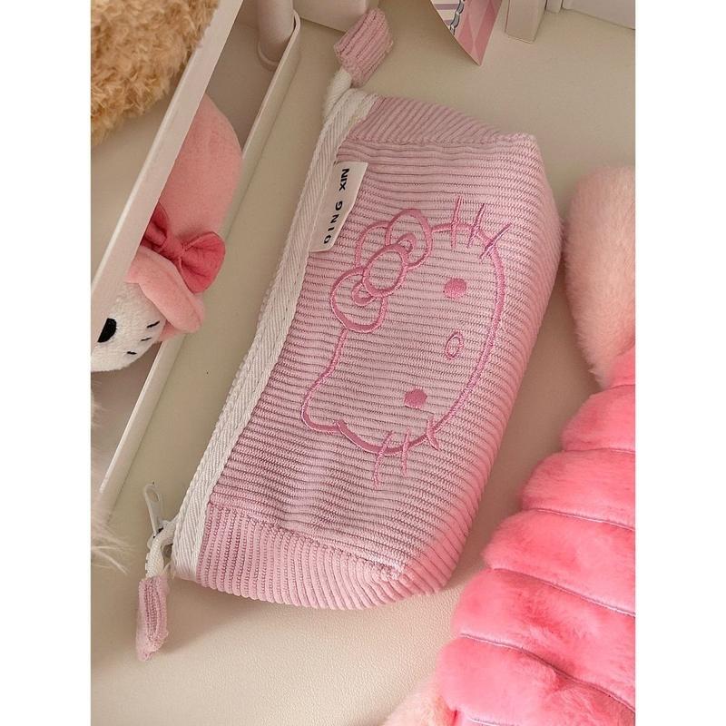 Hộp Đựng Bút Chì Cô Gái Dễ Thương Giá Trị Cao Ins Vải Nhung Kẻ Dung Lượng Lớn Thiết Kế Kitty Văn Phòng Phẩm Cho Học Sinh Túi Đựng Hộp Đựng Bút Chì Cầm Tay hộp bút nữ