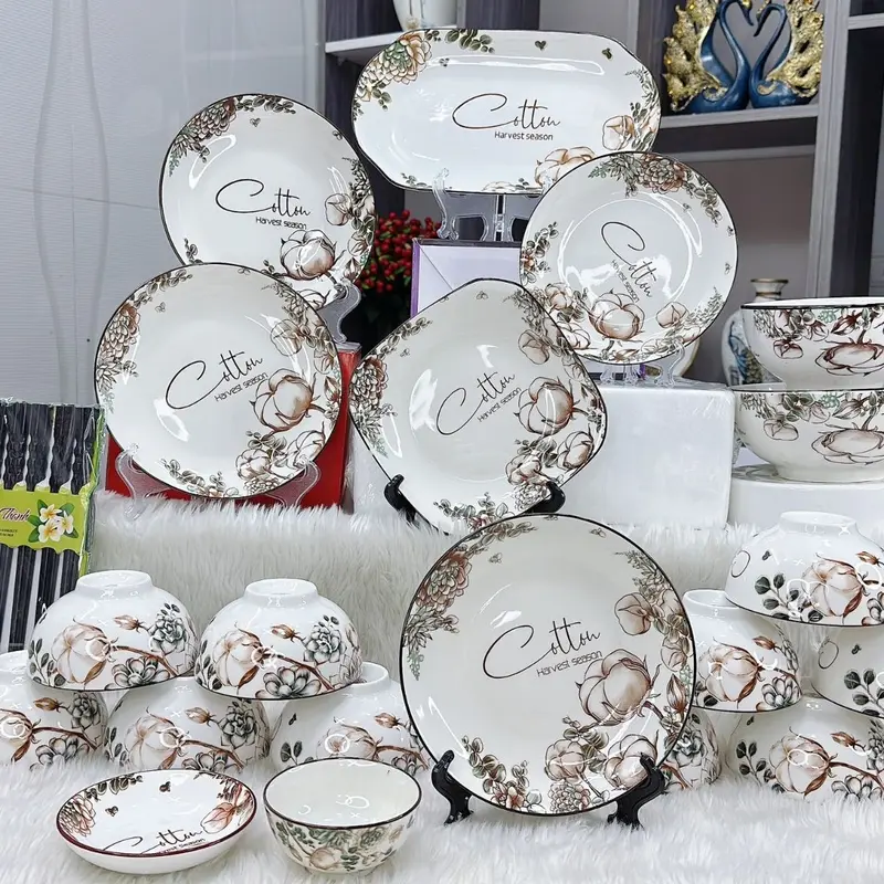 Bộ Bát đĩa hoa hồng pháp 299k 0
