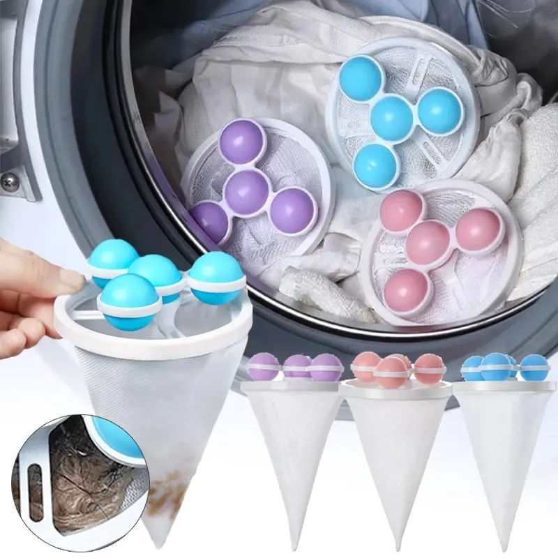 Reusable Washing Machine Hair Removal Catcher Mesh Pouch Cleaning Balls Bag Dirty Fiber Collector Filter Laundry Balls Discs