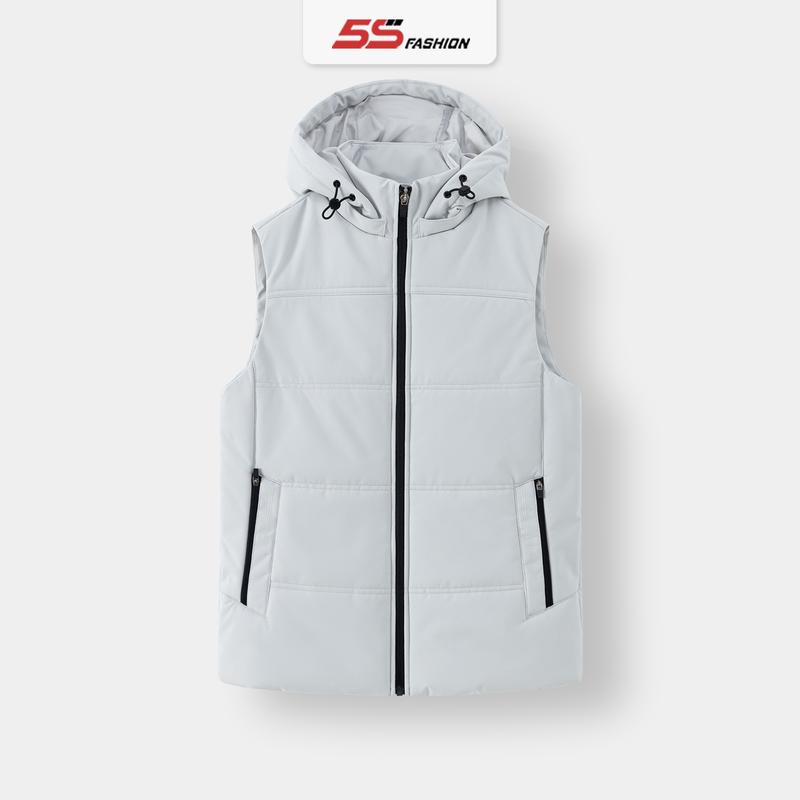 Áo Phao Nam Gile 5S FASHION Có Mũ Tháo Được, Chấn Bông Dày Dặn Ấm, Thiết Kế Trơn Dễ Mặc APH24025