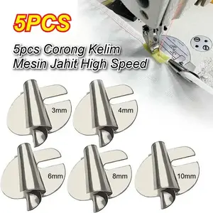 5pcs Corong Kelim Mesin Jahit High Speed Sepatu Mesin Jahit Corong Lipat Praktis Sepatu Corong Lipat Mesin Jahit High Speed Onderdil Mesin Jahit 3/4/6/8/10mm